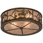 Meyda Lighting Lone Cowboy 22" 4-Light Antique Copper Flush Mount Light With Silver Mica Shade Glass