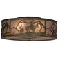 Meyda Lighting Lone Cowboy 22" 4-Light Antique Copper Flush Mount Light With Silver Mica Shade Glass