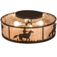 Meyda Lighting Lone Cowboy 22" 4-Light Dark Roast Flush Mount Light With Silver Mica Shade Glass