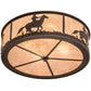 Meyda Lighting Lone Cowboy 22" 4-Light Dark Roast Flush Mount Light With Silver Mica Shade Glass