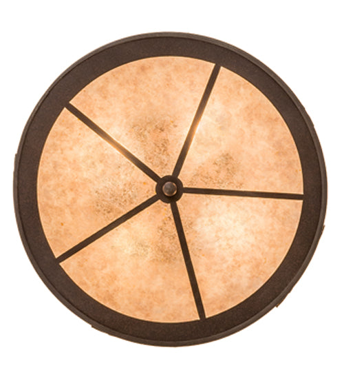 Meyda Lighting Lone Cowboy 22" 4-Light Dark Roast Flush Mount Light With Silver Mica Shade Glass