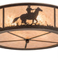 Meyda Lighting Lone Cowboy 22" 4-Light Dark Roast Flush Mount Light With Silver Mica Shade Glass
