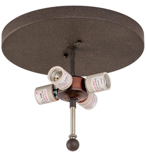 Meyda Lighting Lone Cowboy 22" 4-Light Dark Roast Flush Mount Light With Silver Mica Shade Glass