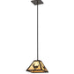 Meyda Lighting Lone Deer 12" Textured Black Mini Pendant Light With Beige Art Shade Glass