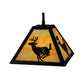 Meyda Lighting Lone Deer 12" Textured Black Mini Pendant Light With Beige Art Shade Glass