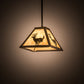 Meyda Lighting Lone Deer 12" Textured Black Mini Pendant Light With Beige Art Shade Glass