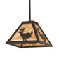 Meyda Lighting Lone Deer 12" Textured Black Mini Pendant Light With Beige Art Shade Glass