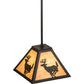 Meyda Lighting Lone Deer 12" Textured Black Mini Pendant Light With Beige Art Shade Glass