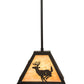 Meyda Lighting Lone Deer 12" Textured Black Mini Pendant Light With Beige Art Shade Glass