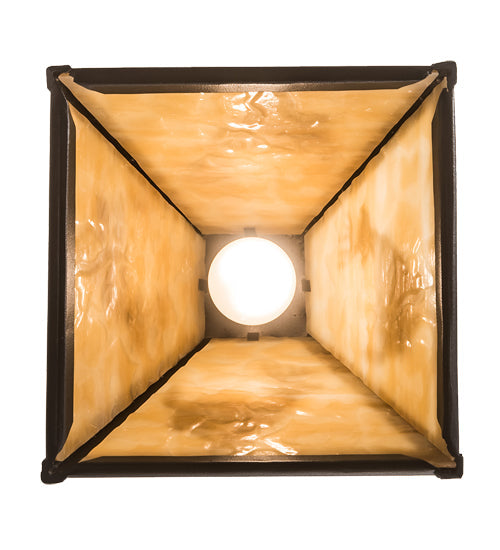 Meyda Lighting Lone Deer 12" Textured Black Mini Pendant Light With Beige Art Shade Glass