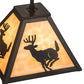 Meyda Lighting Lone Deer 12" Textured Black Mini Pendant Light With Beige Art Shade Glass