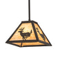 Meyda Lighting Lone Deer 12" Textured Black Mini Pendant Light With Beige Art Shade Glass