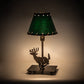 Meyda Lighting Lone Deer 13" Antique Copper Accent Table Lamp With Hunter Green Faux Leather Shade