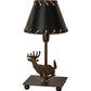Meyda Lighting Lone Deer 13" Antique Copper Accent Table Lamp With Hunter Green Faux Leather Shade