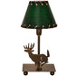 Meyda Lighting Lone Deer 13" Antique Copper Accent Table Lamp With Hunter Green Faux Leather Shade