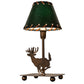 Meyda Lighting Lone Deer 13" Antique Copper Accent Table Lamp With Hunter Green Faux Leather Shade
