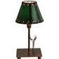 Meyda Lighting Lone Deer 13" Antique Copper Accent Table Lamp With Hunter Green Faux Leather Shade