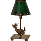 Meyda Lighting Lone Deer 13" Antique Copper Accent Table Lamp With Hunter Green Faux Leather Shade
