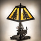 Meyda Lighting Lone Deer 15" Textured Black Accent Table Lamp With Honey Art Shade Glass