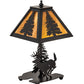 Meyda Lighting Lone Deer 15" Textured Black Accent Table Lamp With Honey Art Shade Glass