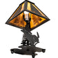Meyda Lighting Lone Deer 15" Textured Black Accent Table Lamp With Honey Art Shade Glass