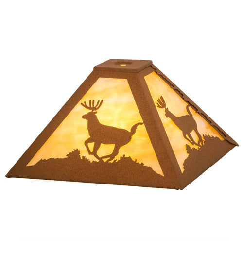 Meyda Lighting Lone Deer 17" Earth Frame With Beige Art Shade Glass