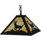 Meyda Lighting Lone Deer 17" Textured Black Pendant Light With Beige Art Shade Glass