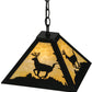 Meyda Lighting Lone Deer 17" Textured Black Pendant Light With Beige Art Shade Glass