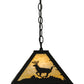 Meyda Lighting Lone Deer 17" Textured Black Pendant Light With Beige Art Shade Glass