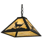 Meyda Lighting Lone Deer 17" Textured Black Pendant Light With Beige Art Shade Glass