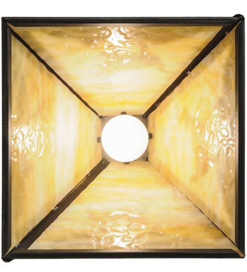 Meyda Lighting Lone Deer 17" Textured Black Pendant Light With Beige Art Shade Glass