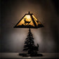 Meyda Lighting Lone Deer 21" 2-Light Textured Black Table Lamp With Beige Art Shade Glass