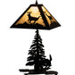 Meyda Lighting Lone Deer 21" 2-Light Textured Black Table Lamp With Beige Art Shade Glass
