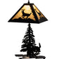 Meyda Lighting Lone Deer 21" 2-Light Textured Black Table Lamp With Beige Art Shade Glass