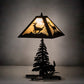Meyda Lighting Lone Deer 21" 2-Light Textured Black Table Lamp With Beige Iridescent Shade Glass