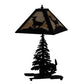 Meyda Lighting Lone Deer 21" 2-Light Textured Black Table Lamp With Beige Iridescent Shade Glass