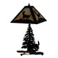 Meyda Lighting Lone Deer 21" 2-Light Textured Black Table Lamp With Beige Iridescent Shade Glass