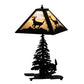 Meyda Lighting Lone Deer 21" 2-Light Textured Black Table Lamp With Beige Iridescent Shade Glass