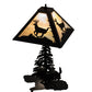 Meyda Lighting Lone Deer 21" 2-Light Textured Black Table Lamp With Beige Iridescent Shade Glass