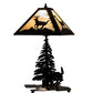 Meyda Lighting Lone Deer 21" 2-Light Textured Black Table Lamp With Beige Iridescent Shade Glass