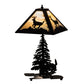 Meyda Lighting Lone Deer 21" 2-Light Textured Black Table Lamp With Beige Iridescent Shade Glass