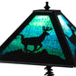 Meyda Lighting Lone Deer 21" 2-Light Textured Black Table Lamp With Green & Blue Art Shade Glass
