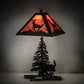 Meyda Lighting Lone Deer 21" 2-Light Textured Black Table Lamp With Orange Shade Glass