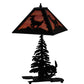 Meyda Lighting Lone Deer 21" 2-Light Textured Black Table Lamp With Orange Shade Glass