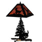 Meyda Lighting Lone Deer 21" 2-Light Textured Black Table Lamp With Orange Shade Glass