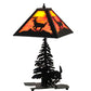 Meyda Lighting Lone Deer 21" 2-Light Textured Black Table Lamp With Orange Shade Glass