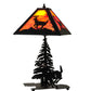 Meyda Lighting Lone Deer 21" 2-Light Textured Black Table Lamp With Orange Shade Glass