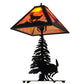 Meyda Lighting Lone Deer 21" 2-Light Textured Black Table Lamp With Orange Shade Glass