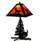 Meyda Lighting Lone Deer 21" 2-Light Textured Black Table Lamp With Orange Shade Glass