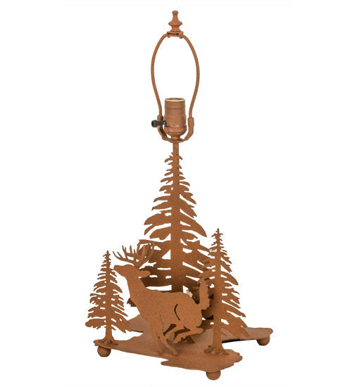 Meyda Lighting Lone Deer 22" 2-Light Earth Table Lamp With Beige Art Shade Glass